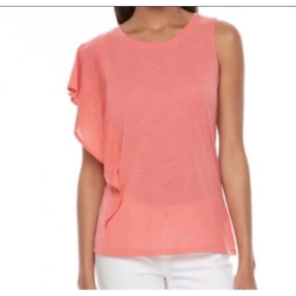 NWT Womens Apt 9 Dubary Off the Shoulder Ruffle Flounce Coral Top - Sz S